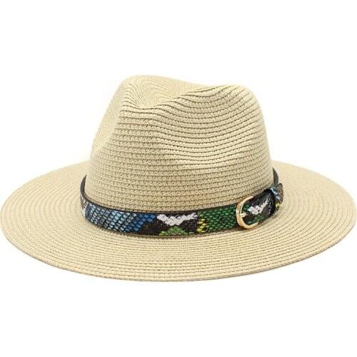 Summer Hat for Women Men Panama Straw Hats Ladies Fedora UV Protection Cap Outdoor Beach British Style Female Flat Jazz Sun Hat