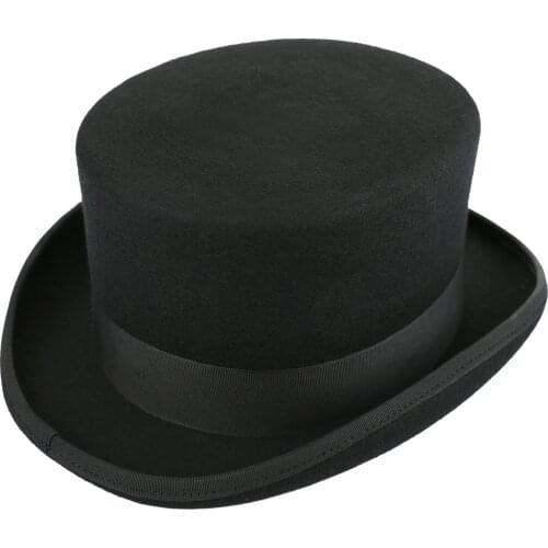 54-56cm 56-58cm 58-60cm 60-62cm British Gentleman Flat Hat 13.5cm High Top 100% Wool Felt Presidential Hat Plus Size Fedora Hat