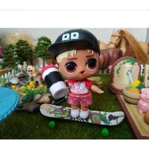 1 Set ABS Mini Finger Skateboard for LOLs Surprise Dolls PU Non-slip Frosted Mat Finger Skateboarding Toy for Children Gift