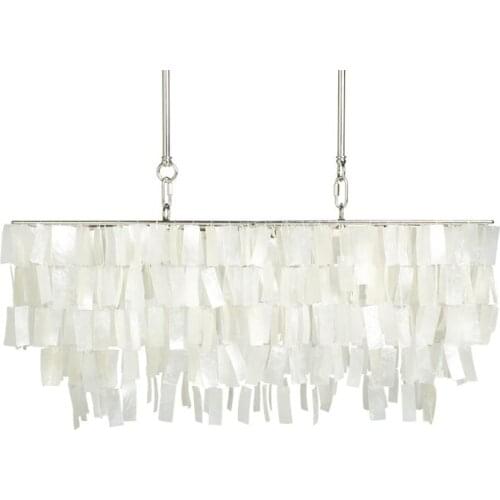 LED Chandelier Capiz Shell Rectangle Modern Lamp Loft Dinning Room