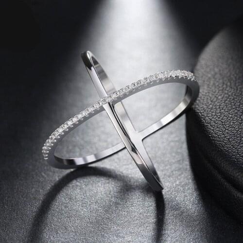 Unique Creativity Rose Gold X-Shaped Cross Wit Womens Ring Party Rings Fashion Jewelry Accessories Hot Sale Size 6-10