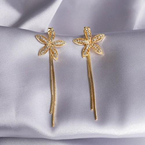 Korean Metal Flower Tassel Long Exaggerated Earrings 2020 New Net Red Temperament Female Earrings Earrings Earrings