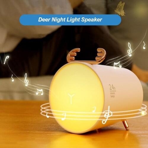 High Quality LED Night Light Ask Deer Hypnotic Bluetooth Speaker Lamp USB Rechargeable Bedside Nightlight For Home Decor Gifts