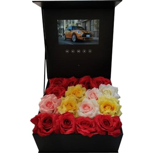 2gb storage hardcover paper 7inch video box hd screen light switch video greeting box for weddding for festive gift