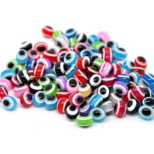 6*8mm 8*10mm 9*12mm oval Mixed Multicolor eye of evil Stripe Resin Ball Spacer Beads Charm For Fashion Jewelry Making gifts RE03