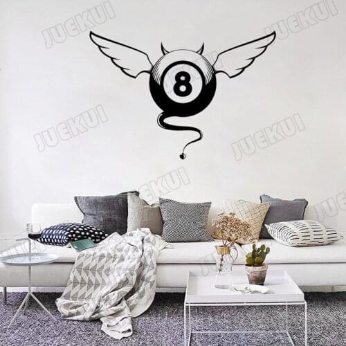 Billiard Wings Removable Wall Stickers for Club Background Art Decoration Vinyl Wall Decals Bedroom Hobby Home Poster TA259