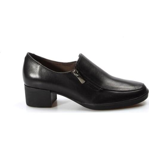 Fast Step Genuine Leather Black Female Short High-Heeled Shoes 889 za790