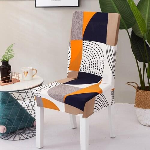 Spandex Elastic Geometric Dining Chair Slipcover Modern Removable Anti-Dirty Kitchen Seat Case Stretch Chair Cover for Banquet
