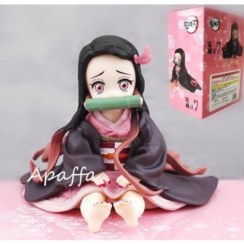 Anime Figure Demon Slayer Kimetsu no Yaiba Kamado Nezuko Sitting Position PVC Action Figure Toys Collectible Model Gifts 6.5CM