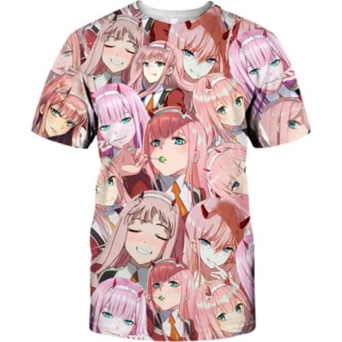 SOSHIRL Kawaii Anime T Shirt Hipster Funny Zero Two Tshirt Women Summer Streetwear High School Sexy Girls Tee Unisex Classic Top