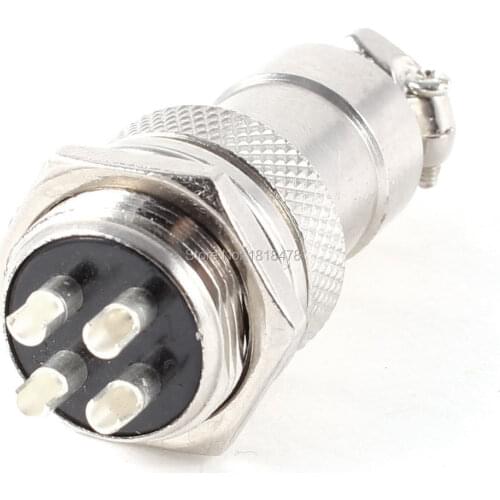 GX16-4 Panel Mount GX16 16mm Screw 4 Pin Metal Aviation Connector Plug
