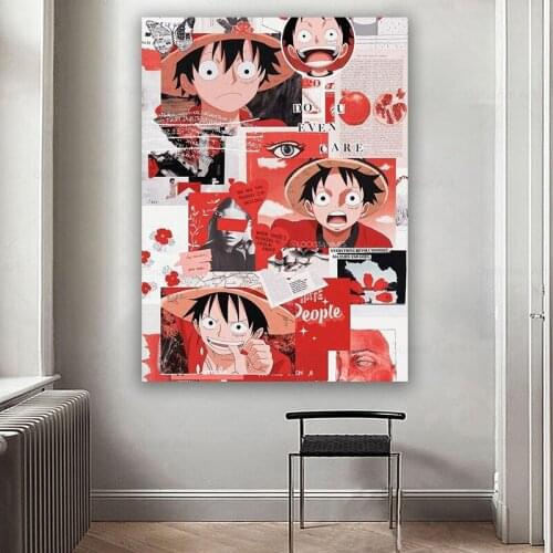 One Piece Luffy Japanese Anime collage Art Poster Canvas Oil Painting Decorative Painting Mural Home Childrens Room Wall Print