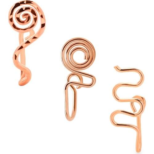 3pcs Fitable Serpentine Snake Fake Nose Ring Hoop Helix Piercing Nose Cuff Nostril Piercing Earrings Clip Ear Jewelry