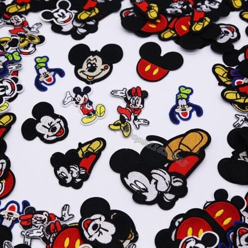 2pcs Mickey Minnie Mouse Mini Patch Disney Clothing Patches Embroidery Cartoon Sewing Clothes Patch for Hoodie Shirt Bag Decor