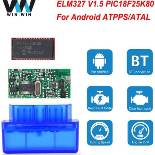 Mini ELM327 V1.5 PIC18F25K80 ELM 327 V1.5 OBD2 Bluetooth Adapter odb2 Scan Tool For Android OBD 2 OBD2 Car Diagnostic Auto Tool