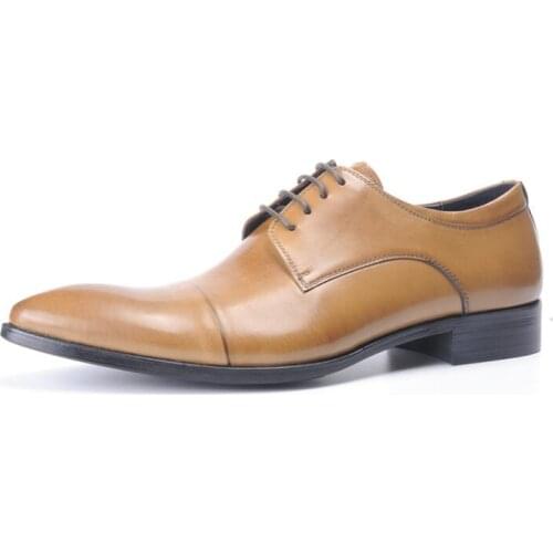 New fashion pointed toe mens shoes lace up high-top genuine leather casual shoes business shoes