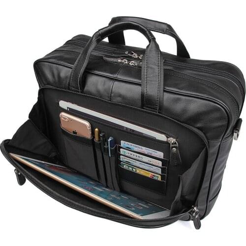 Men Original Leather Travel Business Briefcase Handbags Genuine Leather 17" Laptop Case Portfolio Bag Shoulder Messenger Bag