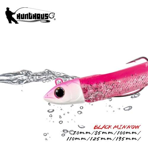 Hunthouse Black Minnow Fishing Lures Soft Bait 25g 40g 60g 90g 120g Easy Shiner Lead Jig Bass Pike Fishing Leurre Souple
