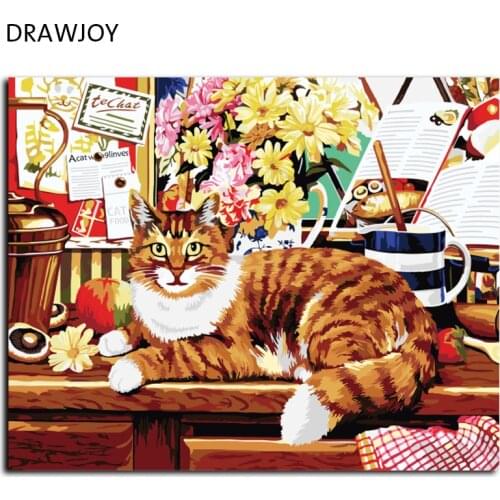 High Quality Framed DIY Painting By Numbers On Canvas 2016 New Design Wall Sticker Handwork Oil Painted Tiger G030