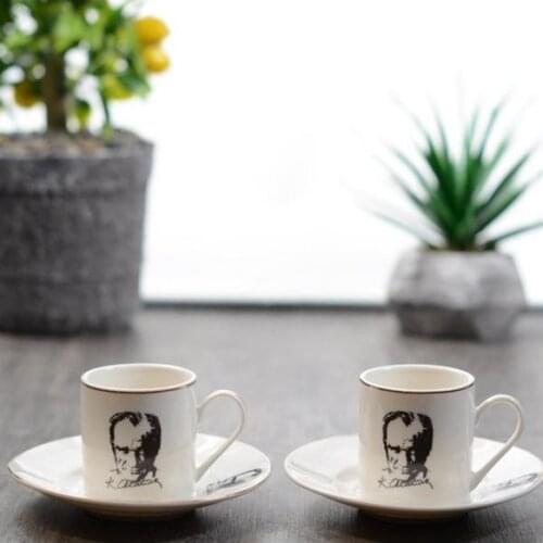 Ataturk Themed Porcelain Coffee Cup Set