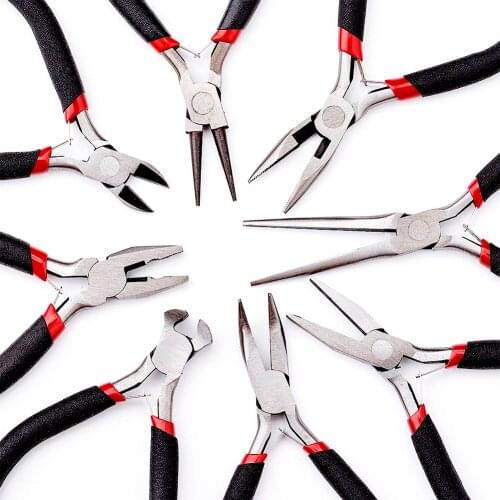 6-8pcs/set Carbon Steel Black Mini Needle Round Nose Cutting Wire Beading Jewelry Pliers Tool Equipment Kit for Jewelry Making