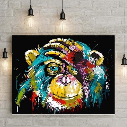Wall Art Monkey Headset Home Decoration Watercolor Painting wall art poster canvas painting wall pictures for living room