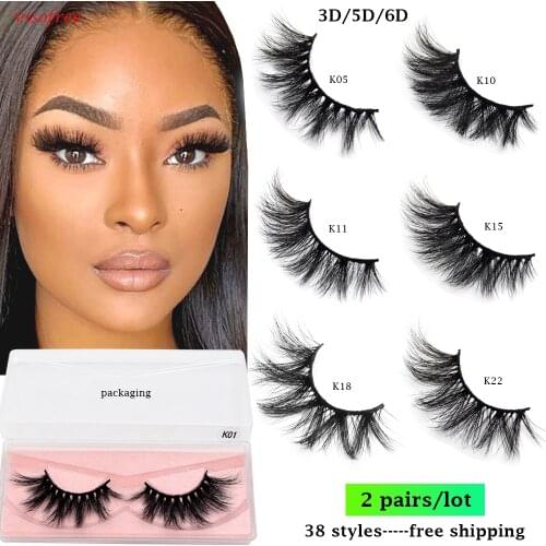 2pairs Visofree Eyelashes 3D Mink Lashes Fluffy Soft Wispy Natural Eyelash Extension Reusable Lashes Makeup False Eyelashes bulk