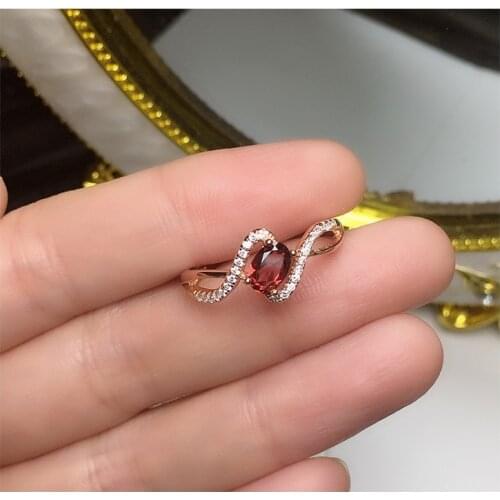Natural Garnet Womens Lady Ring 925 Silver Inlaid Color Jewelry Anillos Regalos Para Mujer Aro De Luz Bijoux Femme