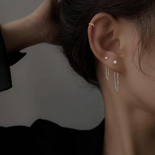 Drop Earrings For Women Chain Back Hanging Asymmetric New Female Temperament Korean Fashion Lady Gift Jewelry Wholesale BOYULIGE