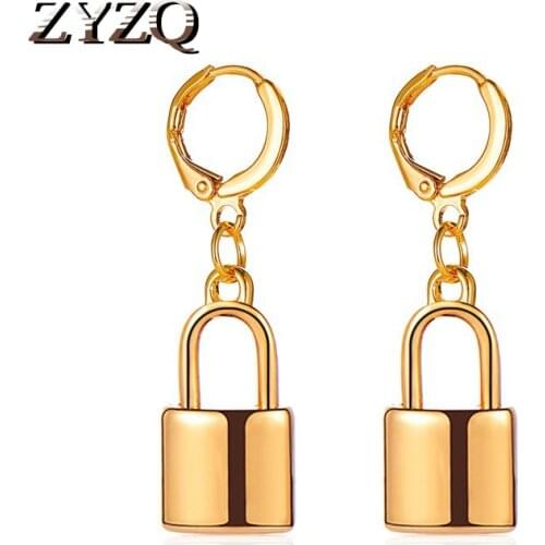ZYZQ Creative Metal Lock Earring Pendant Punk Style Hip Hop Earrings Unisex Jewelry Accessories