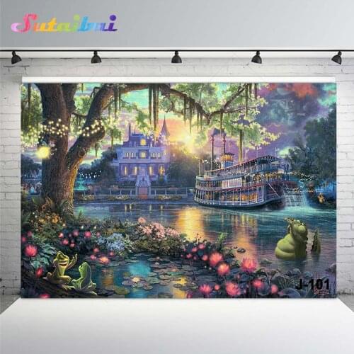 Fairy Tale Wonderland Backdrop Fantasy Palace Castle Garden Lake Luxurious Cruise Girl Princess Birthday Party Photo Background