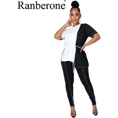 Ranberone Harajuku Tracksuit 2 Piece Set Womens Clothing Sweatshirt Sweatpants Joggers Sport Pant Suits Femme Outfits Sweatsuit