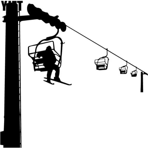 YJZT 17.8CM*17.4CM Ski Lift With Skiers Sport Extreme Car Sticker Decor Vinyl Car Styling Decal Black/Silver C31-0366