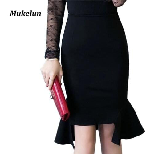 S-5XL Women Pencil Skirt Plus Size 2020 New Fashion Midi Skirt Casual Elegant Stretch Fabrics OL Mermaid Skirt Red Black