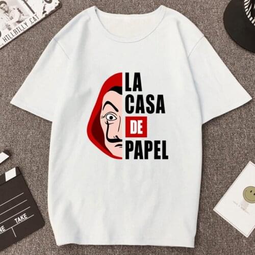 Funny La Casa De Papel Mens T Shirts TV Money Heist House of Paper Summer Fashion Short-sleev Tops Male Cotton Casual Tee