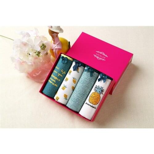 Jian Peng kawaii printed mid-rise briefs underwear women lovely panties lady printing pineapple sexy underpants with bow