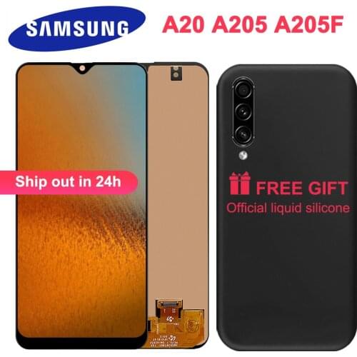 LCD With tpu phone case For Samsung Galaxy A20 A205 SM-A205F A205FN A205GN LCD Display Screen replacement Digitizer Assembly
