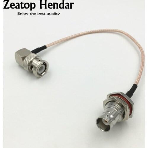 1Pcs RG316 Brown / Blue Cable Angle BNC Male Jack to BNC Female Waterpoof Bulkhead Plug Extention RF Pigtail Jumper Wire Adapter