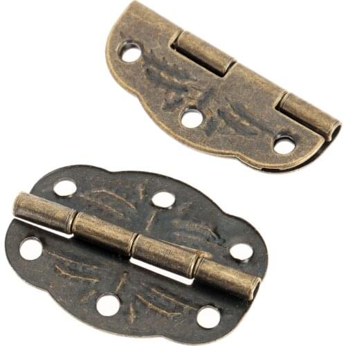 20Pcs 6 holes Hinges Antique Bronze Vintage Decorative Gift Box Cabinet Cupboard Case fiting Furniture Hardware 30mmx22mm screws