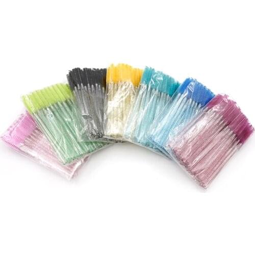 2021 Disposable 50 Pcs/Pack Crystal Rod Eyelash Makeup Brush Comb Good Quality Mascara Wands Eye Lashes Extension Tool