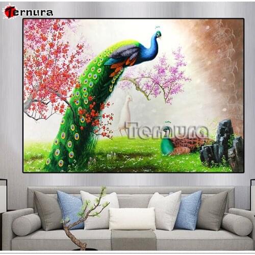 5D diy diamond painting bird Beautiful peacock diamond mosaic cross stitch embroidery full round square stones decoration salon