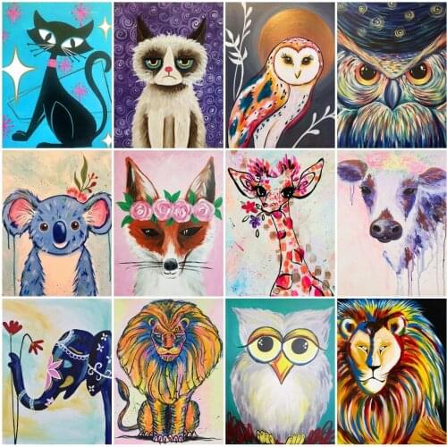 AZQSD Diamond Embroidery Cat Fox Giraffe Lion Mosaic 5D Diamond Painting Animal Cross Stitch Handicraft Rhinestones Home Decor