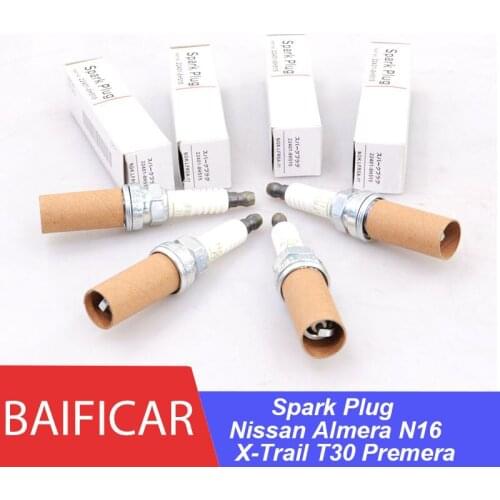 Baificar 4 Pcs Spark Plug 22401-8H515 For Nissan Armada Almera N16 V10 Primera P12 WP12 X-TRAIL T30 Patrol Hyundai Kia Sorento