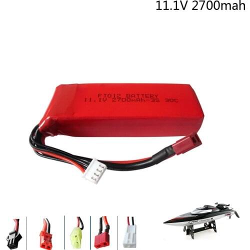 11.1V 2700mAh batery For Flywheel FT012 battery boat Huanqi 734 remote control car of large capacity JST/T/SM/EL-2P Plug 3S 11.1
