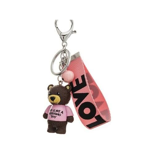 Teddy Bear Key Chains Women Cute Bear Love Ribbon Keychain Key Rings Fashion Bag Car Charms Jewelry porte clef Key holder