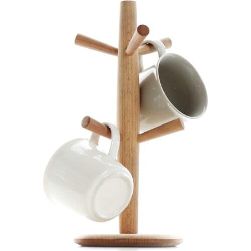 Japan Style beech kitchen accessories kitchen shelves wooden storage holders racks tea coffe cup drinkware shelf holder rack