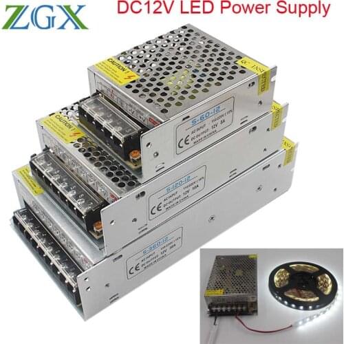 DC12V Power Supply LED Driver transformer 1.25A 2A 3A 5A 6.5A 10A 15A 20A 25A 30A 33A adapter Switch for Led strip lamp light
