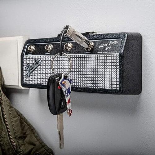 Fender Blues Music Key Storage Jack Rack Key Holder Cool Guitar Wall Keychain Holder Vintage Amplifier Home Decoration Gift