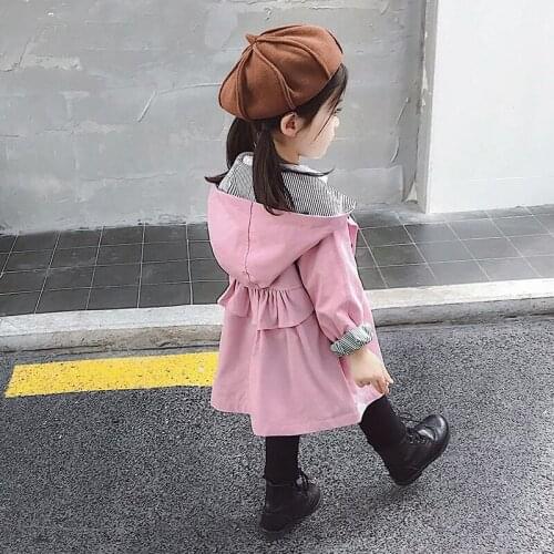 Girls Coat Windbreaker 2021 Autumn Children Long Jackets Candy Color Lovely Fashion Baby Girl Coats