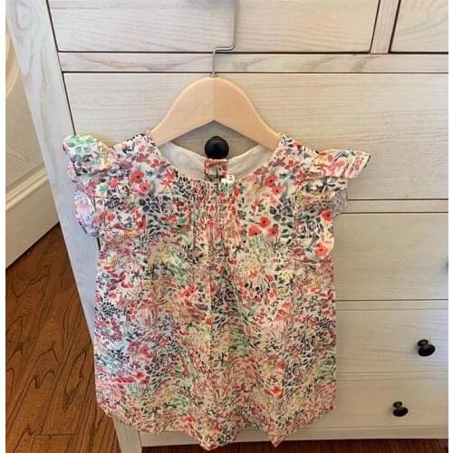 2021 Presale May 15th Summer toddler kids dresses short sleeve floral rabbit pattern sweet girls dress